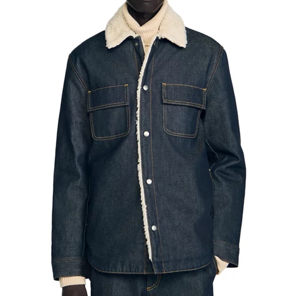 Denim Vintage Shearling Overshirt - Picture 1 of 9